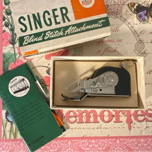 Singer Sewing Machine Blind Stitch Attachment Vintage Original Box Instructions - Picture 2 of 10
